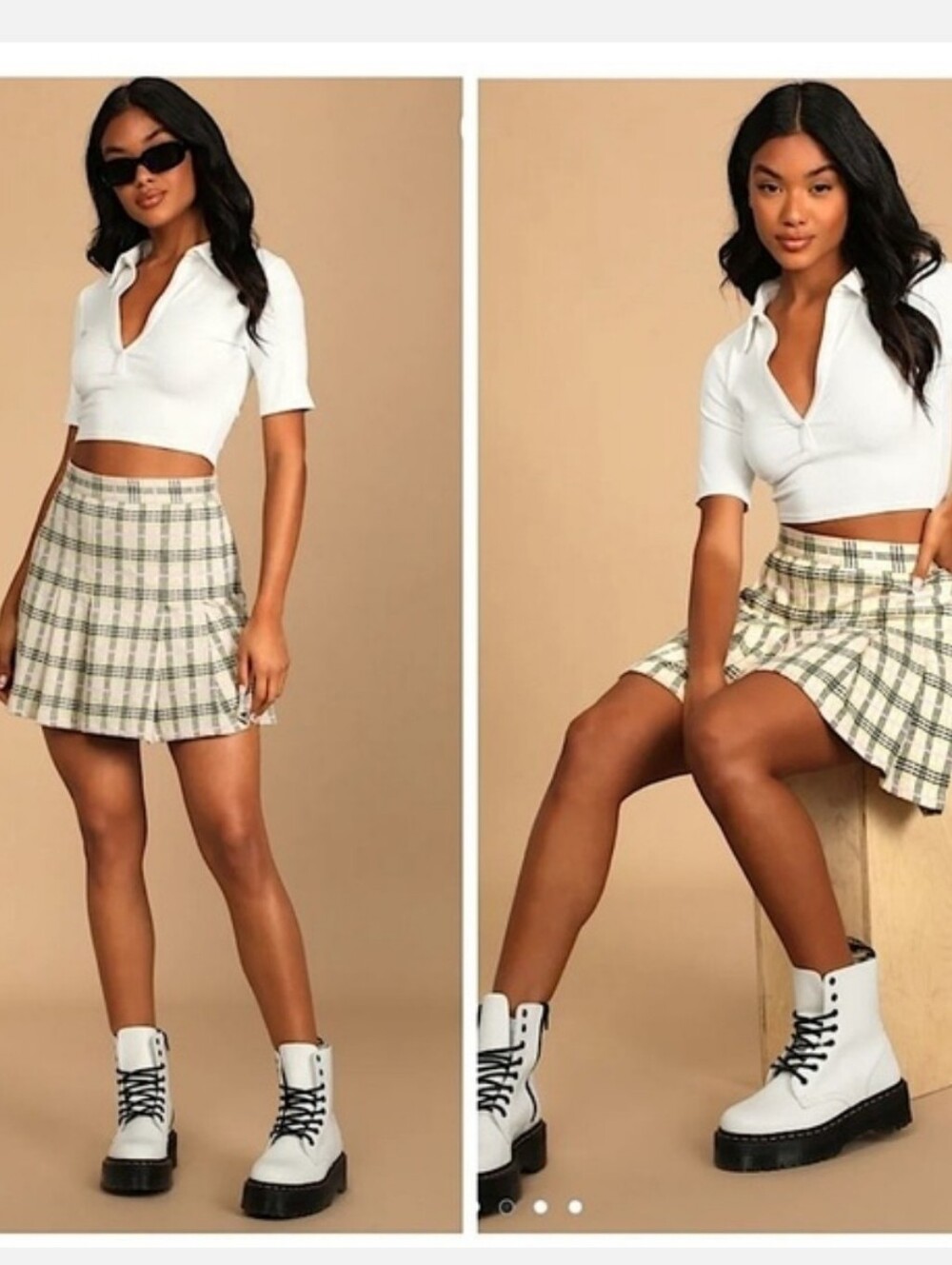 Free People Preppy Plaid Pleated Mini Skirt – Size 8 (NWT)